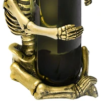 Gold Skeleton Wine Bottle Holder, 8.6in