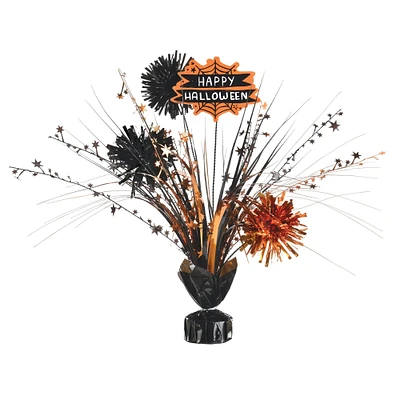 Happy Halloween Tinsel Burst Spray Centerpiece, 18in