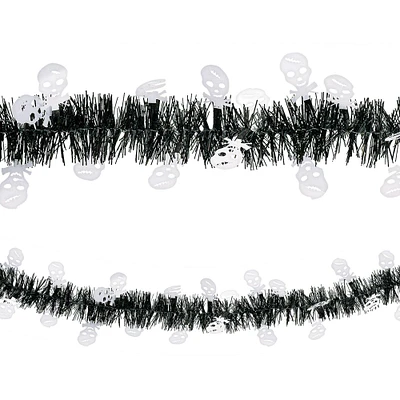 Skulls Halloween Tinsel Garland, 9ft