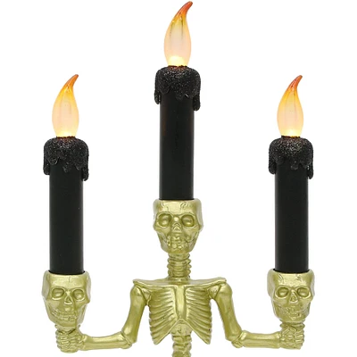 Light-Up Gold Skeleton Plastic Candelabra, 6.3in x 14in