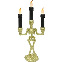 Light-Up Gold Skeleton Plastic Candelabra, 6.3in x 14in