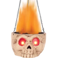 Light-Up Flaming Skull Sconce, 18.25in - Halloween Decoration