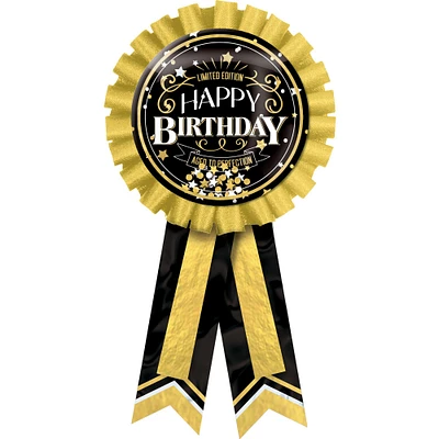 Black & Gold Better With Age Confetti Birthday Award Ribbon, 5.5in