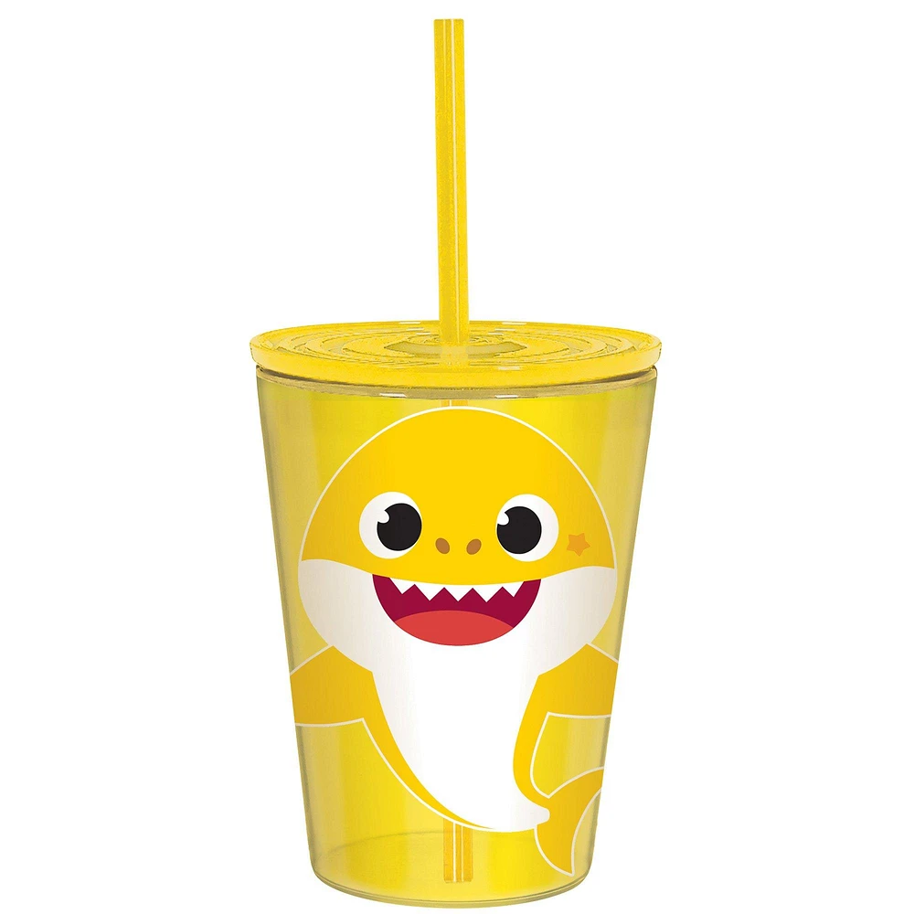 Baby Shark Plastic Tumbler with Straw, 18oz