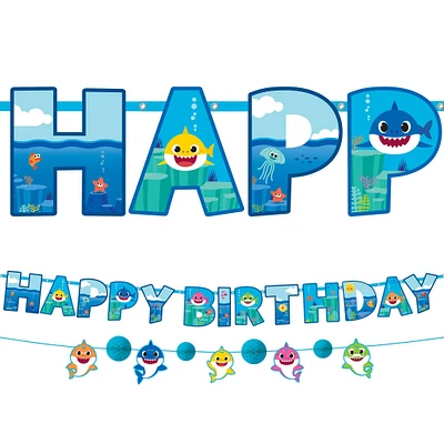 Baby Shark Happy Birthday Cardstock Banners, 2ct