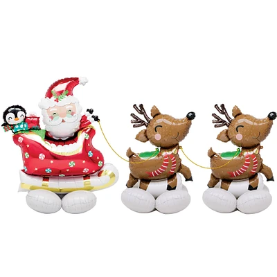 AirLoonz Santa & Reindeer Foil Balloon Yard Decoration Kit