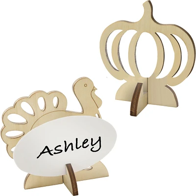 Thanksgiving Wooden Place Cards & Holders, 3.5in x 3.5in, 8ct