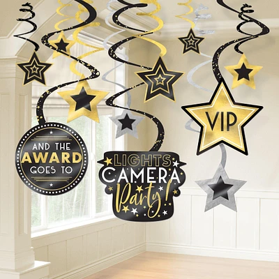 Metallic Awards Night Cardstock Swirl Decorations, 30ct