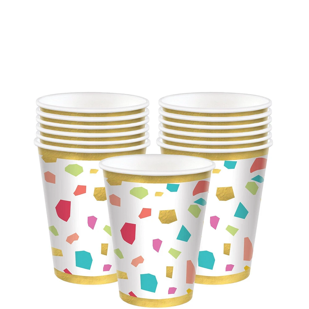 Metallic Rainbow Terrazzo Paper Cups, 12oz, 20ct