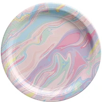 Pastel Marble Paper Dinner Plates, 10in, 20ct