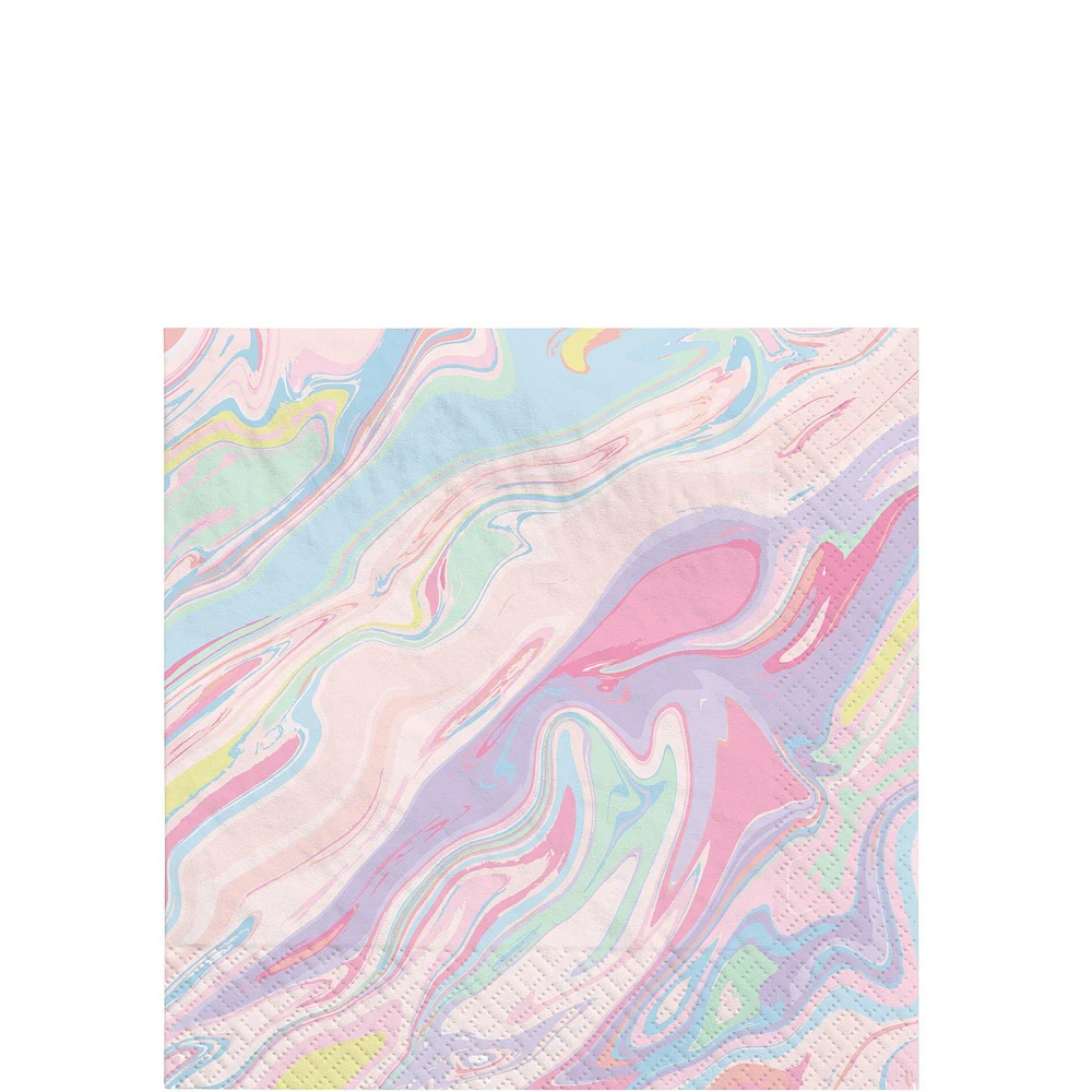 Pastel Marble Paper Beverage Napkins, 5in, 40ct