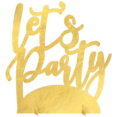 Metallic Gold Let's Party Cardstock Centerpiece, 8.6in x 9.5in