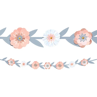 Rose Gold Floral Cardstock Garland, 6.25ft