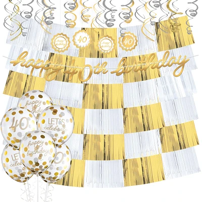 Metallic Golden Age 40th Birthday Room Decorating Kit Deluxe