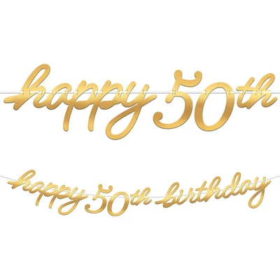 Metallic Golden Age 50th Birthday Room Decorating Kit Deluxe