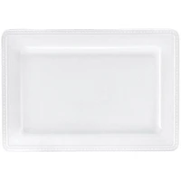 White Beaded Rectangular Melamine Platter, 16in x 11in