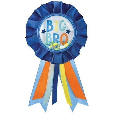 Blue, Orange & Yellow Big Bro Confetti Shake Baby Shower Award Ribbon