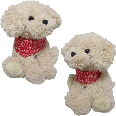 Beige Valentine's Day Heart Bandana Dog Plush, 10.5in