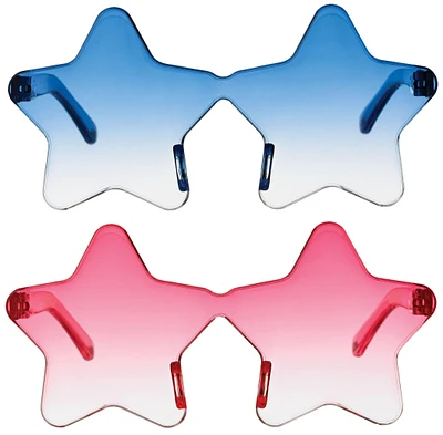 Translucent Red & Blue Patriotic Star Glasses, 2pc