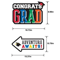 Multicolor Congrats Grad Corrugated Plastic Yard Sign Set, 4pc