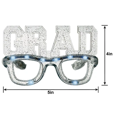 Light-Up Black, Silver & Gold Glitter Grad Plastic Glasses