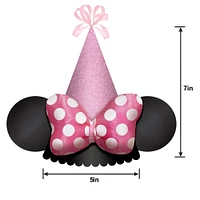 Glitter Minnie Mouse Forever Cardstock & Fabric Party Hat, 5in x 7in