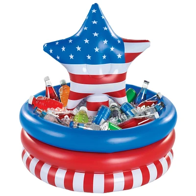 Inflatable Patriotic Star Plastic Cooler, 25.5in x 29.5in