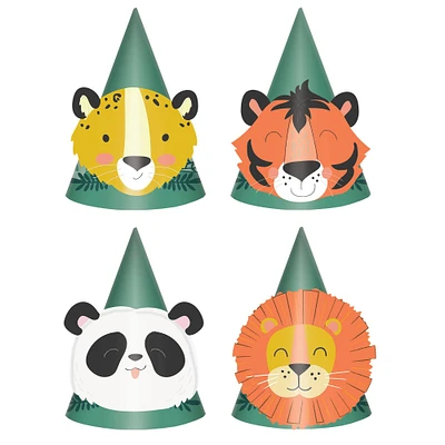 Get Wild Jungle Cardstock Party Hats, 6.4in, 8ct