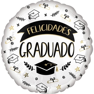 Sketched Impressions Felicidades Graduado Foil Balloon, 17in