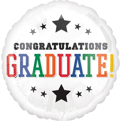 Multicolor Congratulations Graduate Foil Balloon, 28in - Graduation Brights