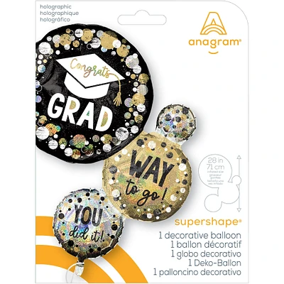 Prismatic Way to Go Grad Cluster Foil Balloon, 22in x 28in - Circles & Dots