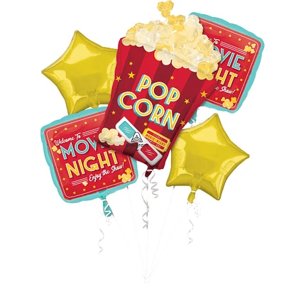 Movie Night Foil Balloon Bouquet, 5pc