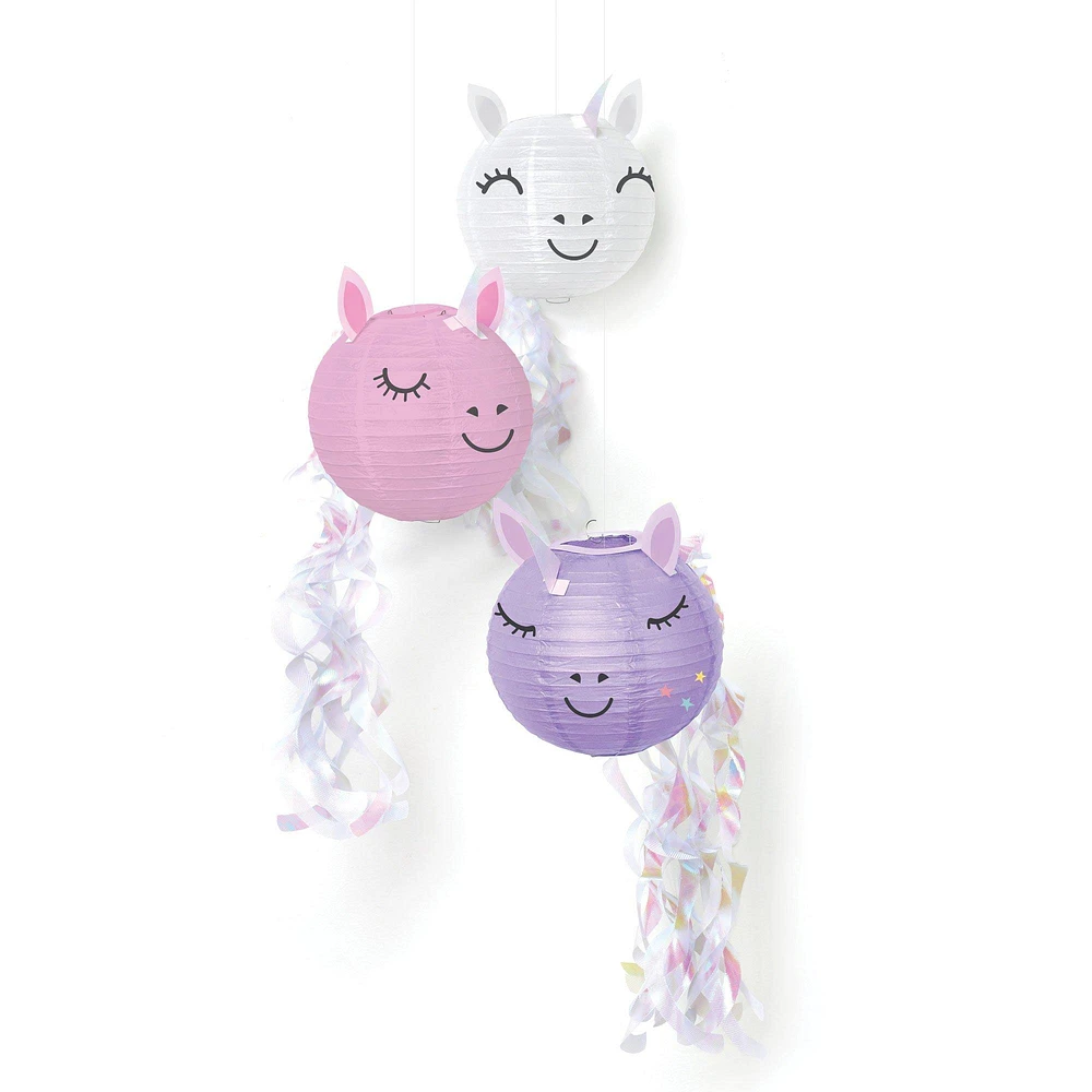 Enchanted Unicorn Paper Lanterns, 9.5in, 3ct