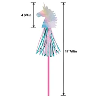 Iridescent Enchanted Unicorn Plastic & Cardstock Wands, 17.9in, 8ct