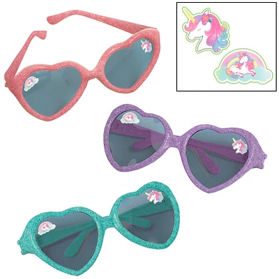 Glitter Enchanted Unicorn Plastic Sunglasses, 5in x 2in, 8ct