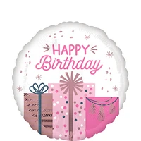 Pastel Pink Presents Happy Birthday Foil Balloon, 18in