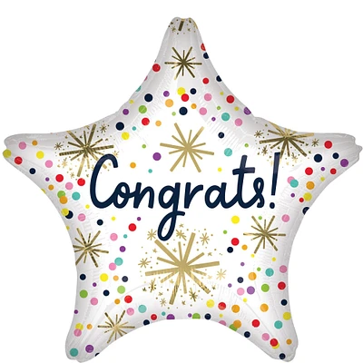 Confetti Sprinkle Congrats Star Foil Balloon, 27in