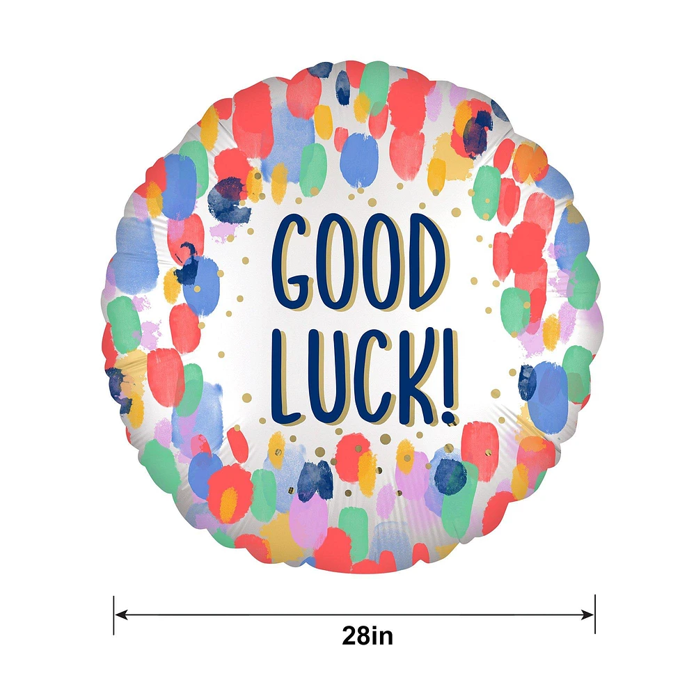 Satin Painterly Dots Good Luck Foil Balloon, 28in