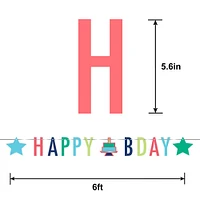 Happy Birthday Cardstock Letter Banner, 12ft - Modern Birthday 