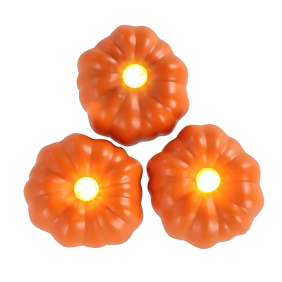 Pumpkin LED Plastic Tealights, 3ct