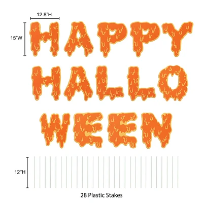 Dripping Happy Halloween Plastic & Metal Yard Sign Set, 15in Letters, 14pc