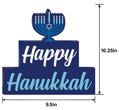 Happy Hanukkah MDF Standing Sign, 10.25in x 9.5in