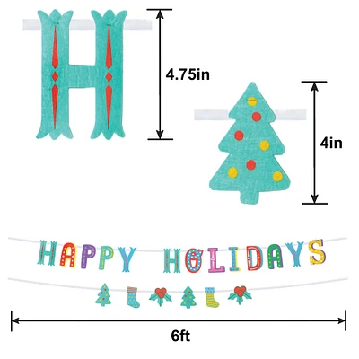 Happy Holidays & Icons Felt Banner Set, 2pc, 6ft