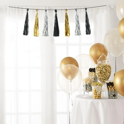 Black, Silver, & Gold Tassel Garland