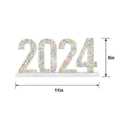 Colorful Confetti 2024 Acrylic Standing Sign, 10.6in x 5in