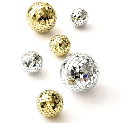 Mini Gold & Silver Disco Balls, 6ct