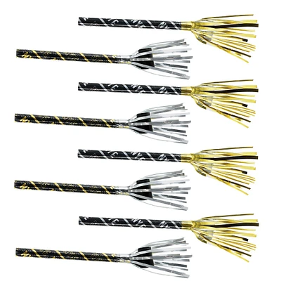 Black, Silver, & Gold Fringe Blowouts, 8ct