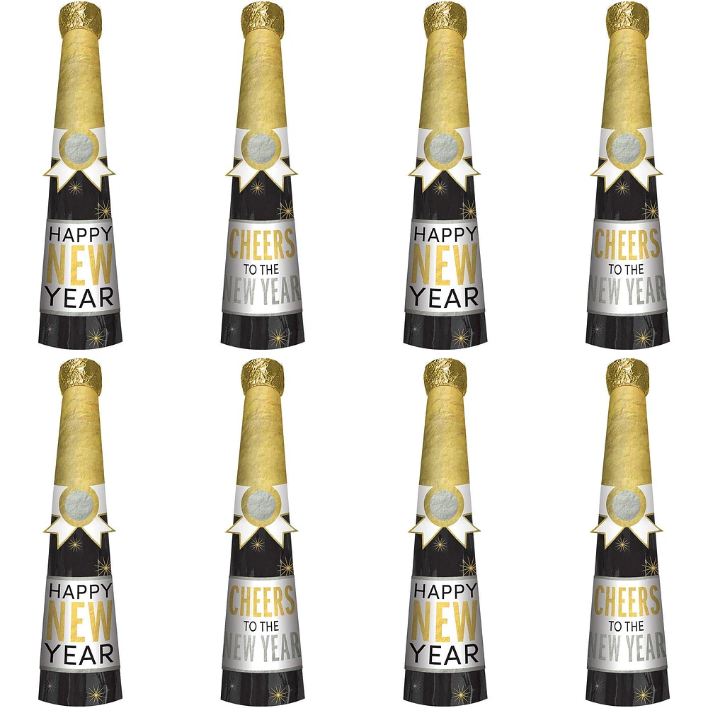 New Year's Eve Champagne Bottle Party Crackers, 8ct