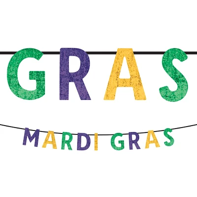 Mardi Gras Sequin Letter Banner, 12ft