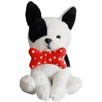 Valentine's Day White & Black Frenchie Heart Bone Dog Plush, 10.5in